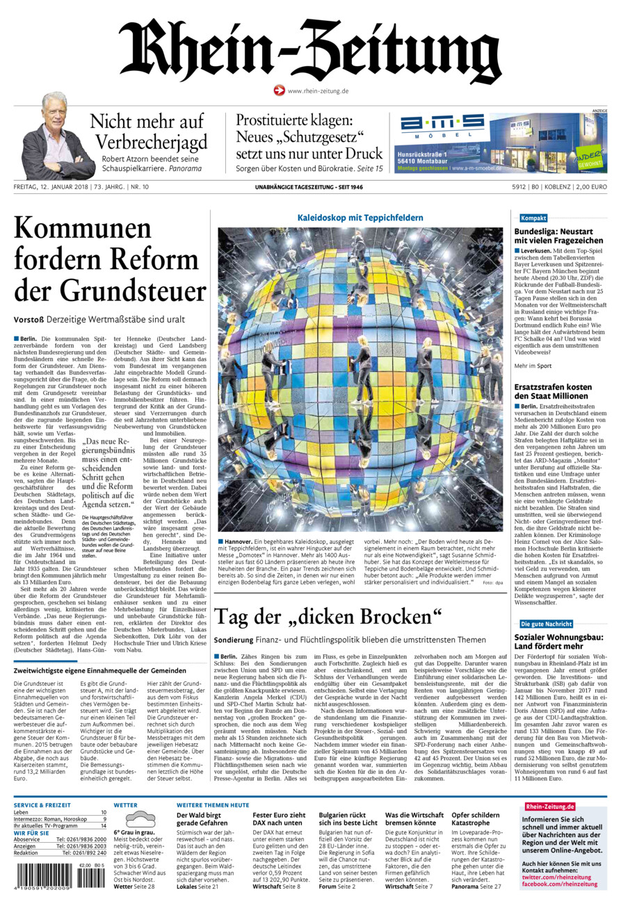 Rhein-Zeitung Koblenz & Region vom Freitag, 12.01.2018