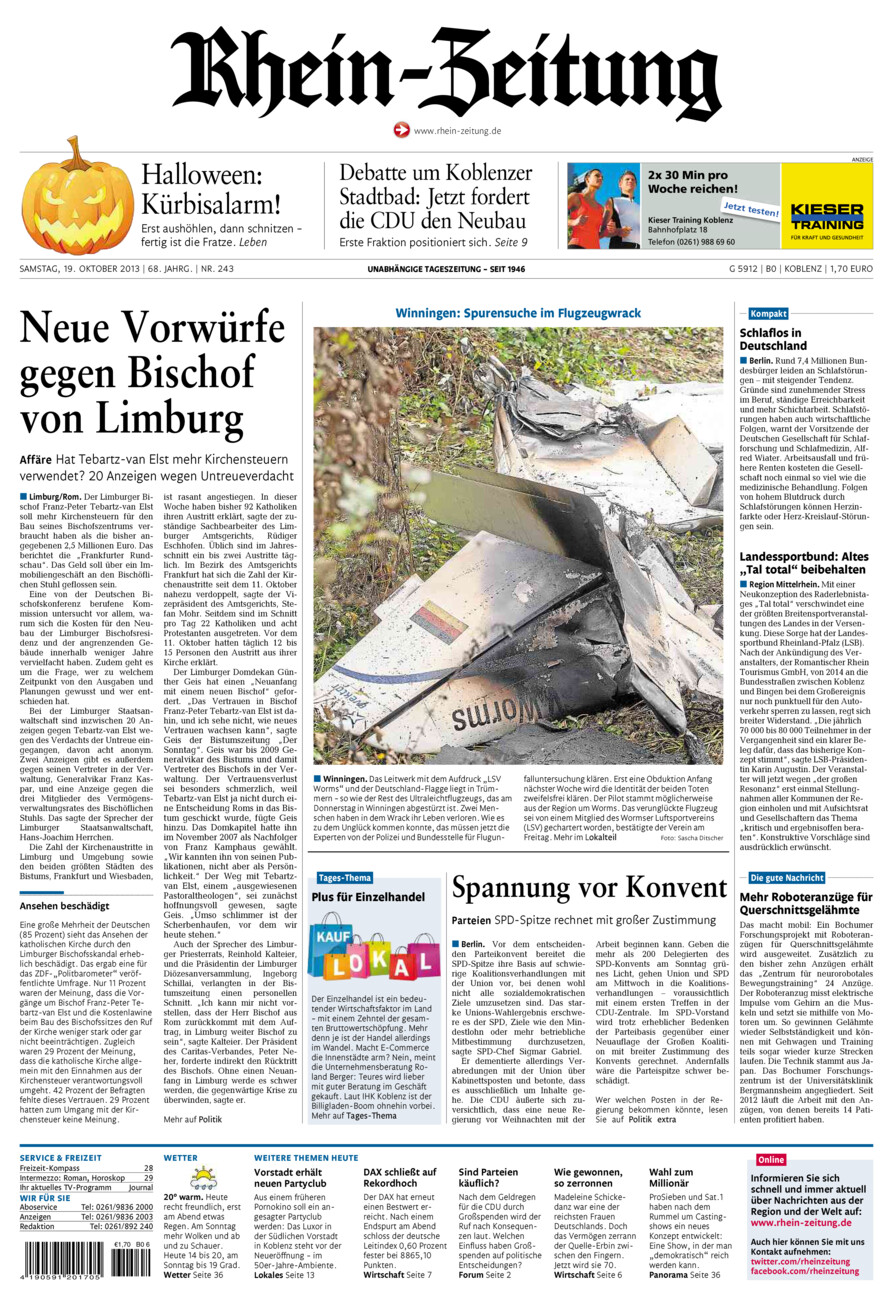 Rhein-Zeitung Koblenz & Region vom Samstag, 19.10.2013