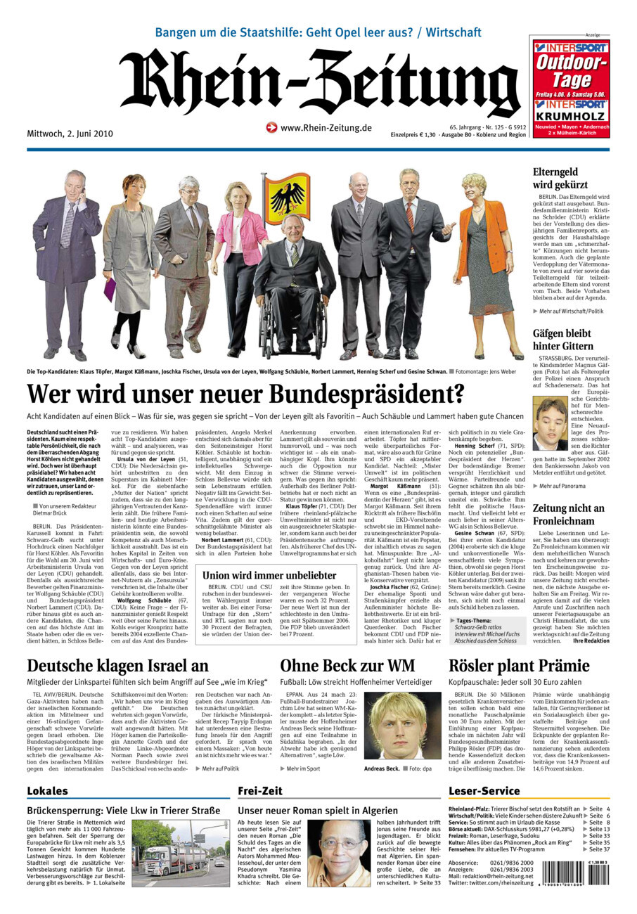 Rhein-Zeitung Koblenz & Region vom Mittwoch, 02.06.2010
