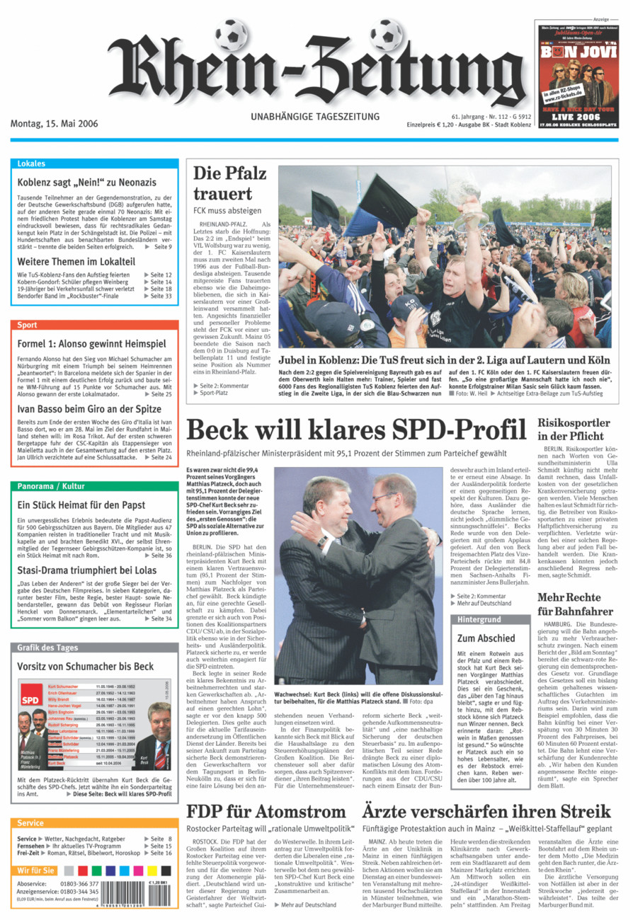 Rhein-Zeitung Koblenz & Region vom Montag, 15.05.2006