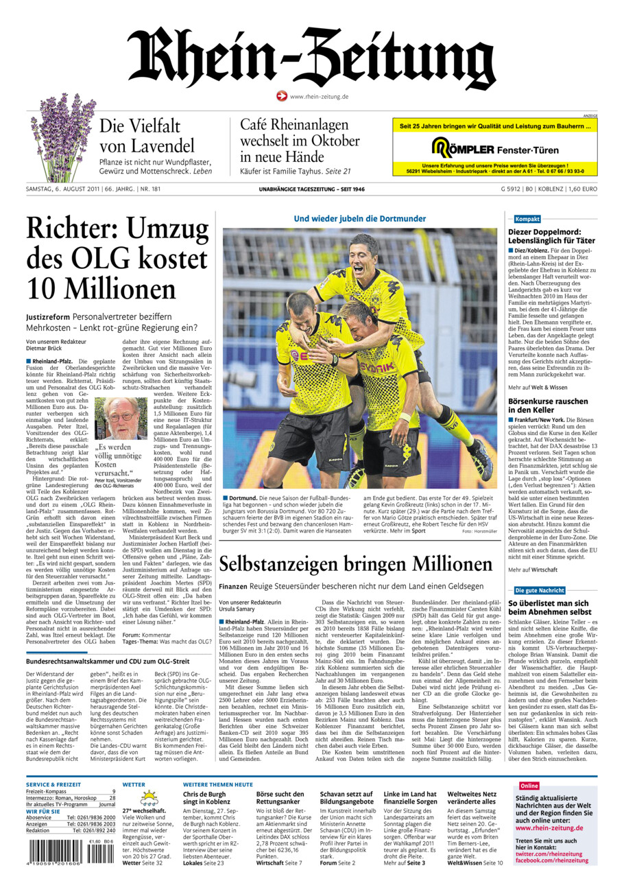 Rhein-Zeitung Koblenz & Region vom Samstag, 06.08.2011