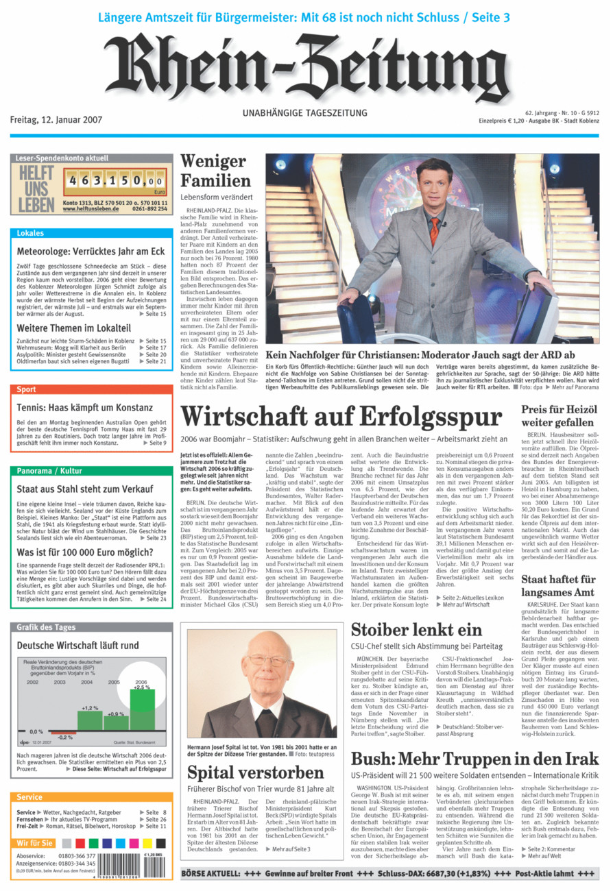 Rhein-Zeitung Koblenz & Region vom Freitag, 12.01.2007