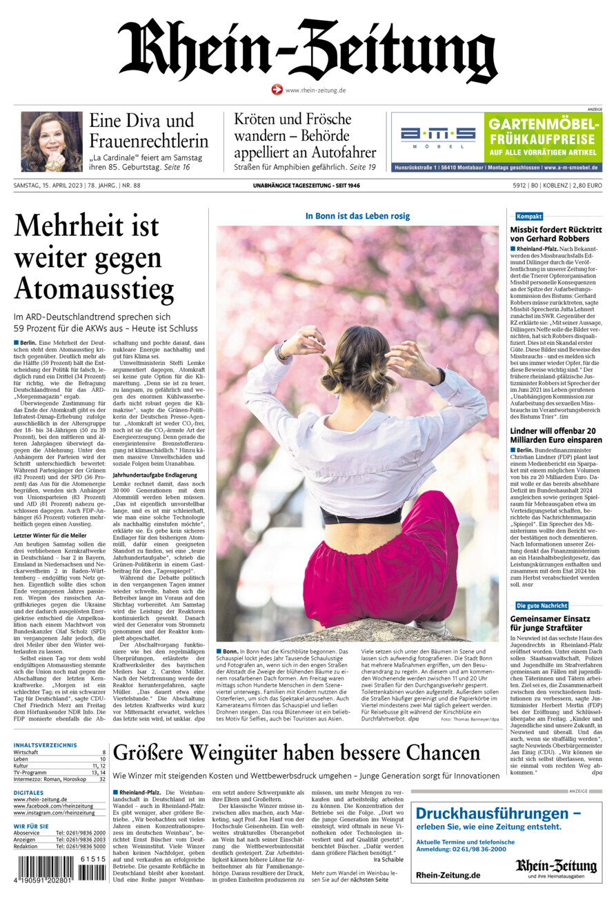 Rhein-Zeitung Koblenz & Region vom Samstag, 15.04.2023