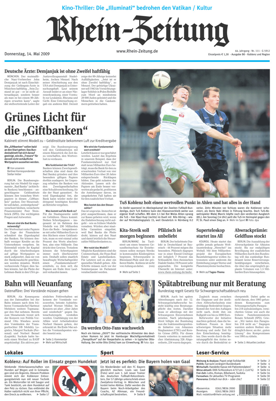 Rhein-Zeitung Koblenz & Region vom Donnerstag, 14.05.2009