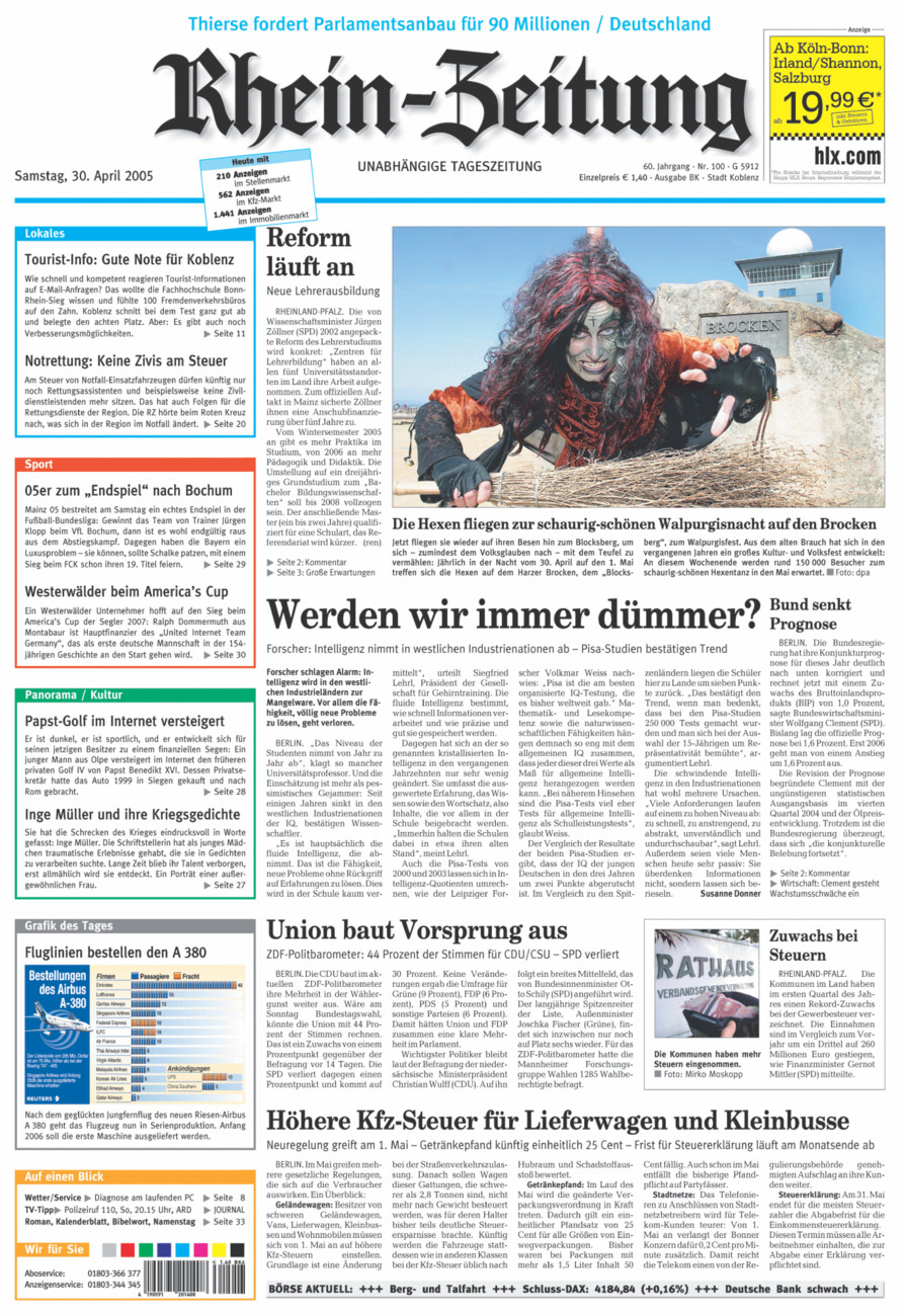 Rhein-Zeitung Koblenz & Region vom Samstag, 30.04.2005