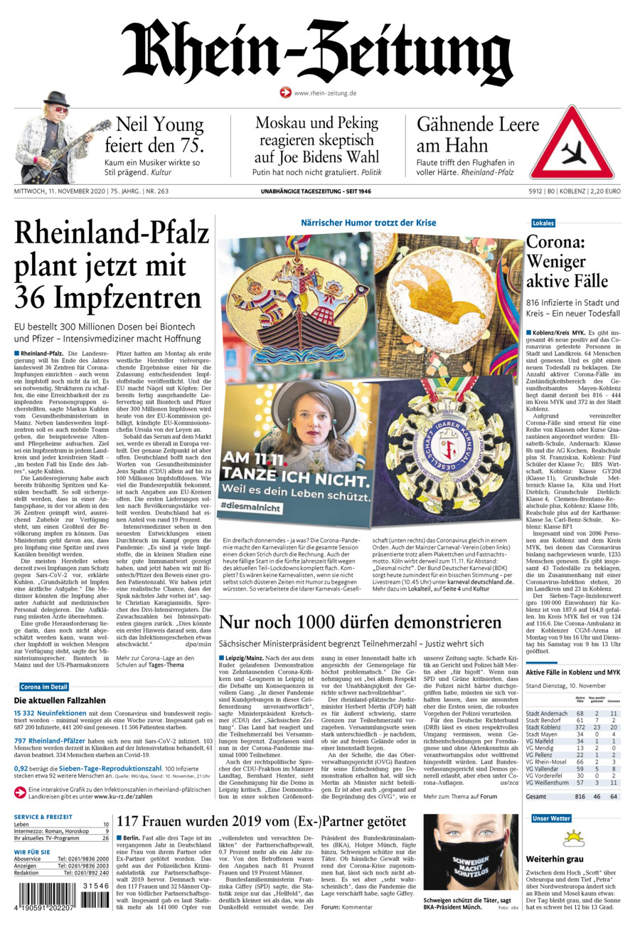Rhein-Zeitung Koblenz & Region vom Mittwoch, 11.11.2020
