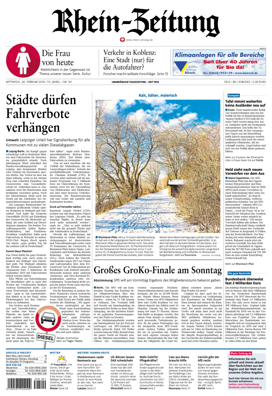 Rhein-Zeitung Koblenz & Region vom Mittwoch, 28.02.2018