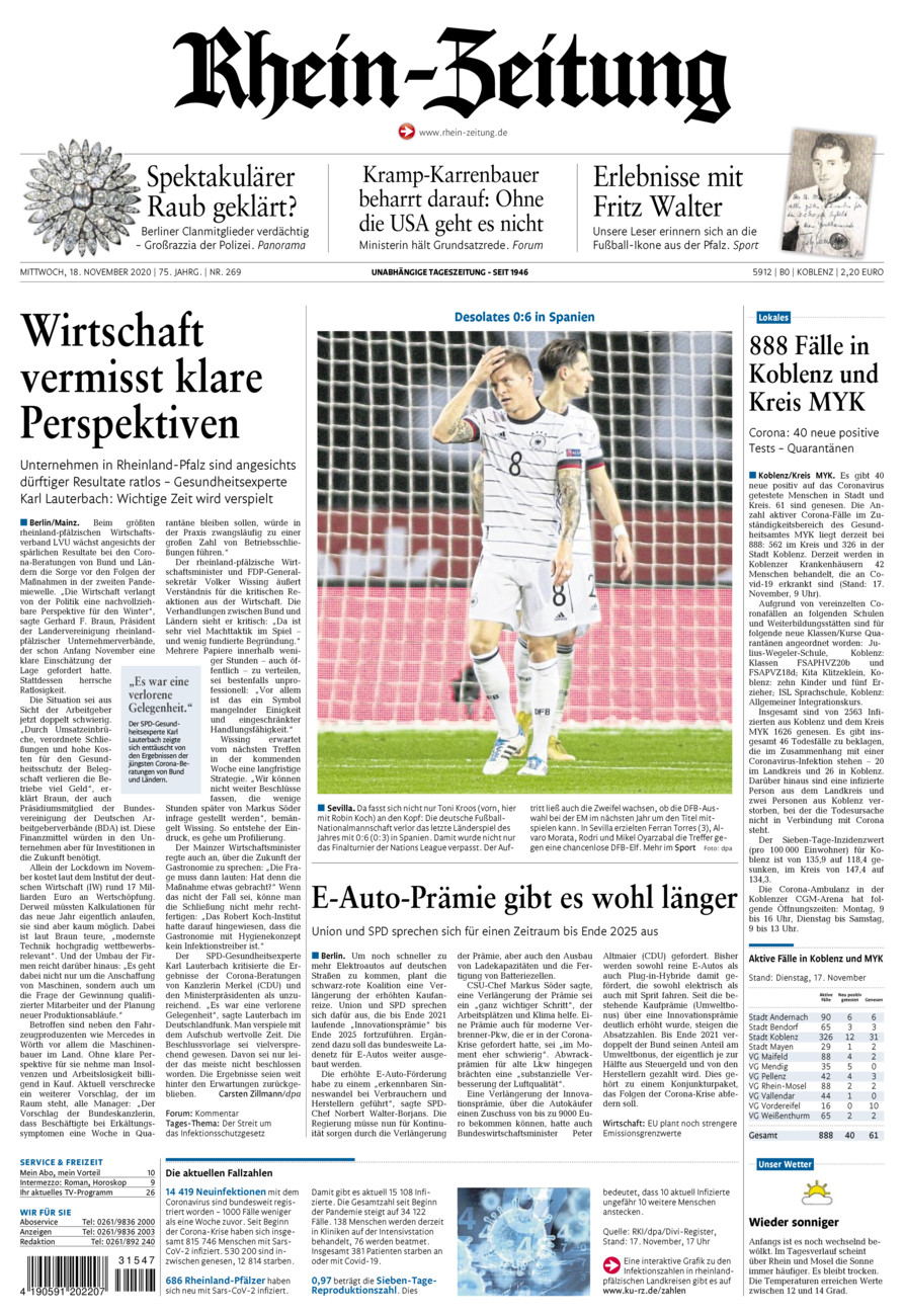 Rhein-Zeitung Koblenz & Region vom Mittwoch, 18.11.2020