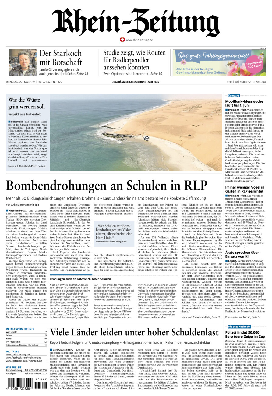 Rhein-Zeitung Koblenz & Region vom Dienstag, 27.05.2025