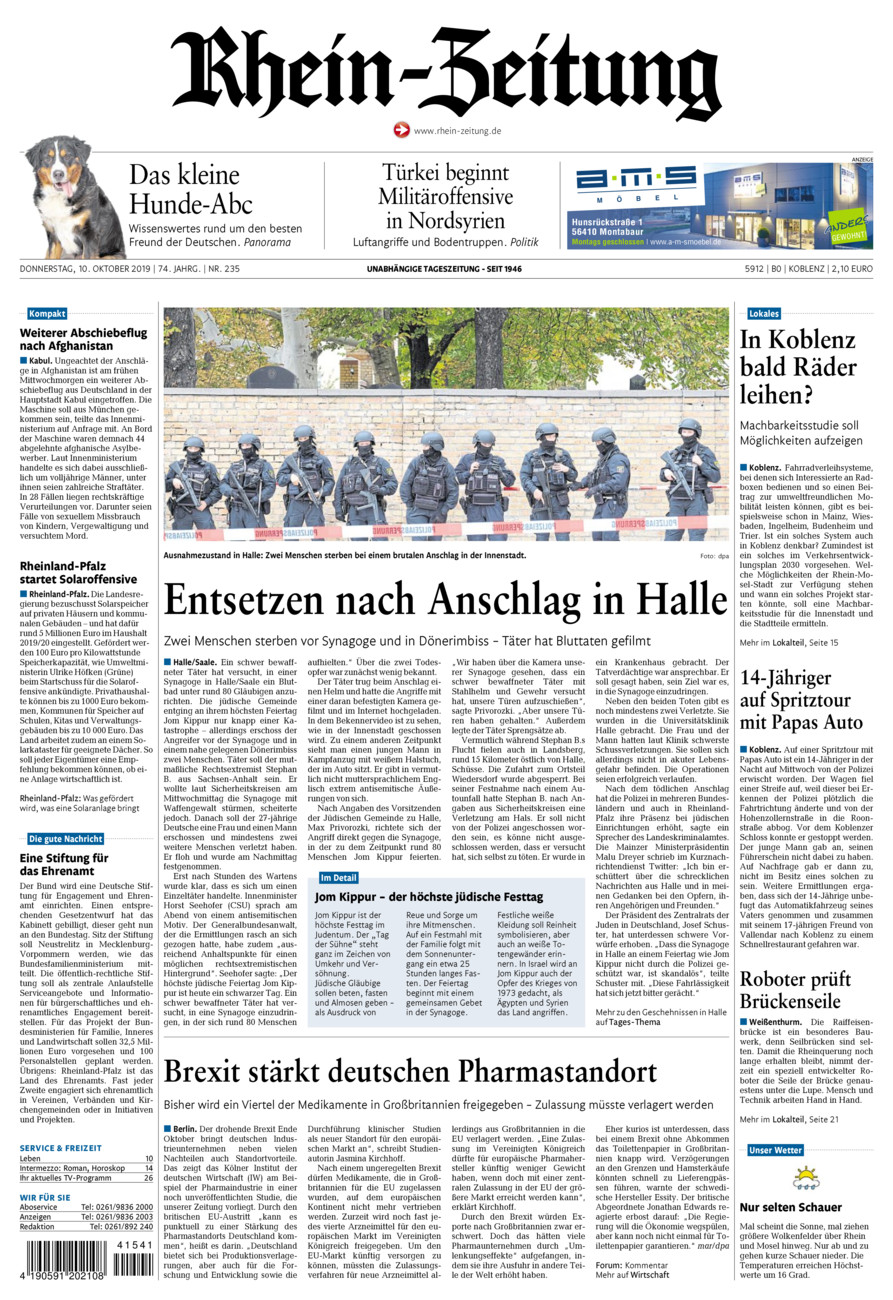 Rhein-Zeitung Koblenz & Region vom Donnerstag, 10.10.2019