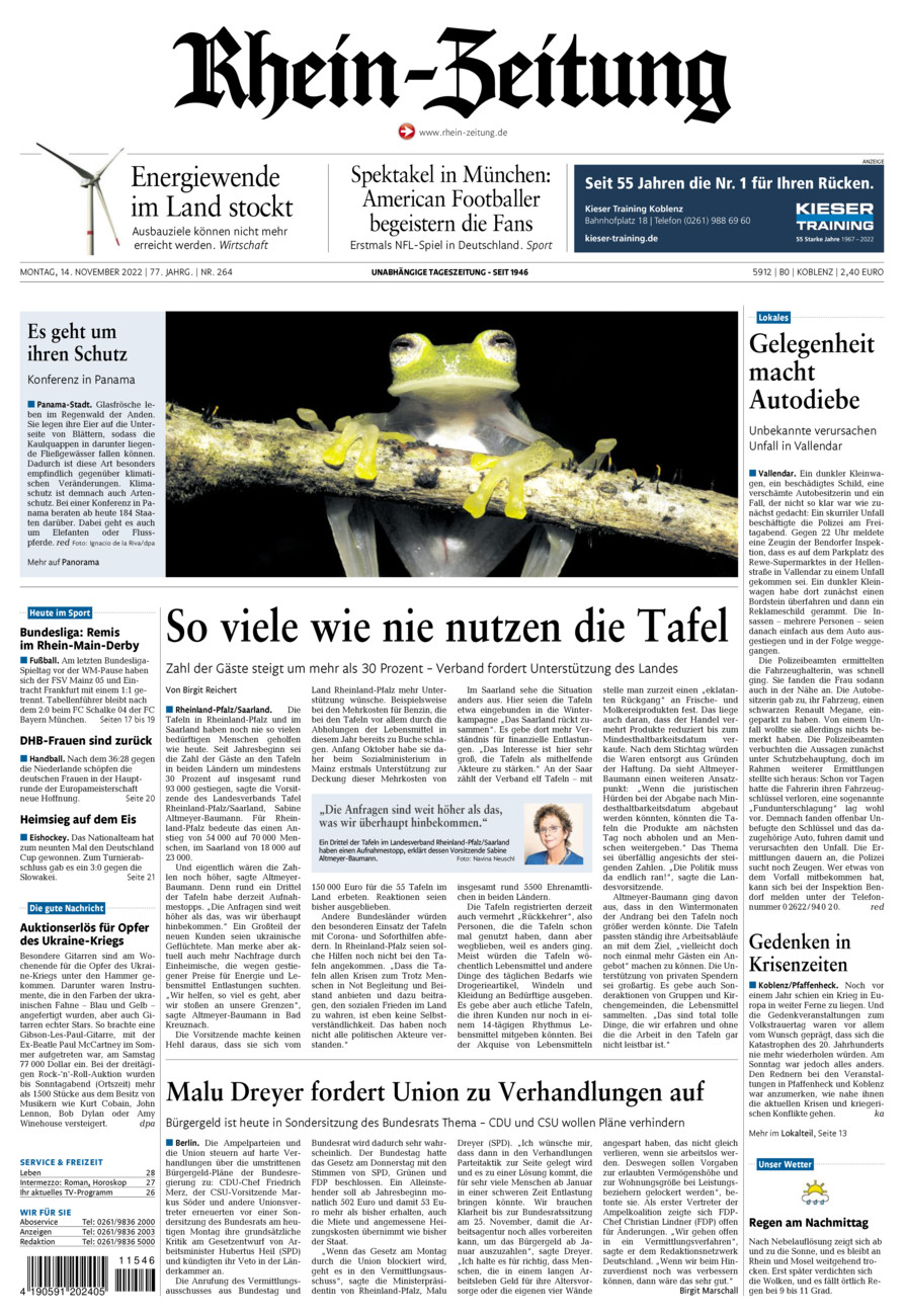 Rhein-Zeitung Koblenz & Region vom Montag, 14.11.2022