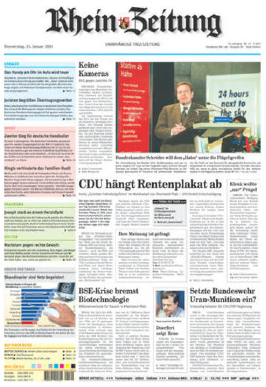 Rhein-Zeitung Koblenz & Region vom Donnerstag, 25.01.2001