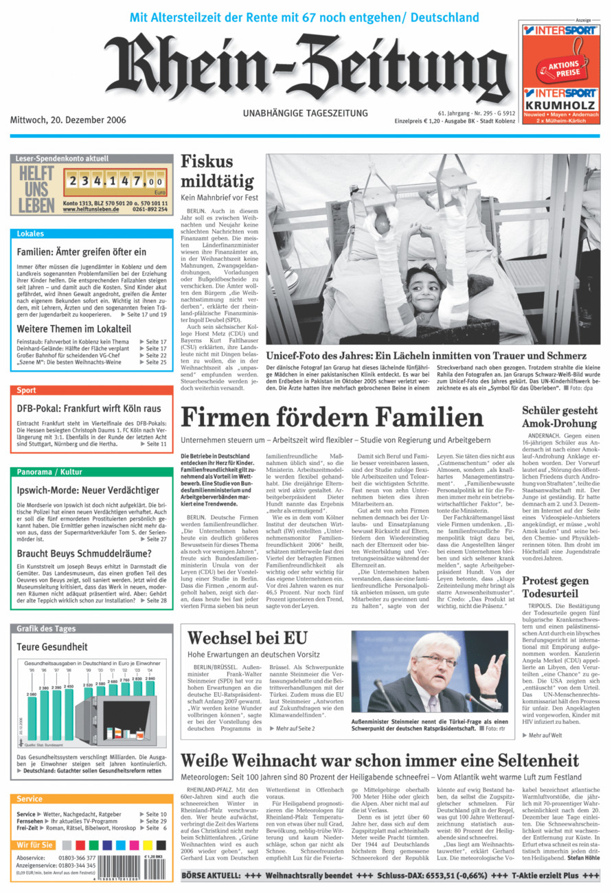 Rhein-Zeitung Koblenz & Region vom Mittwoch, 20.12.2006