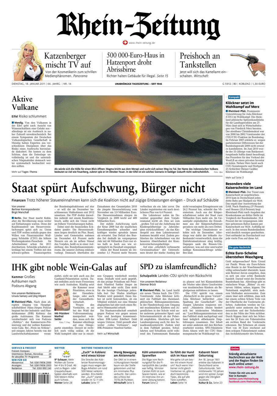 Rhein-Zeitung Koblenz & Region vom Dienstag, 18.01.2011