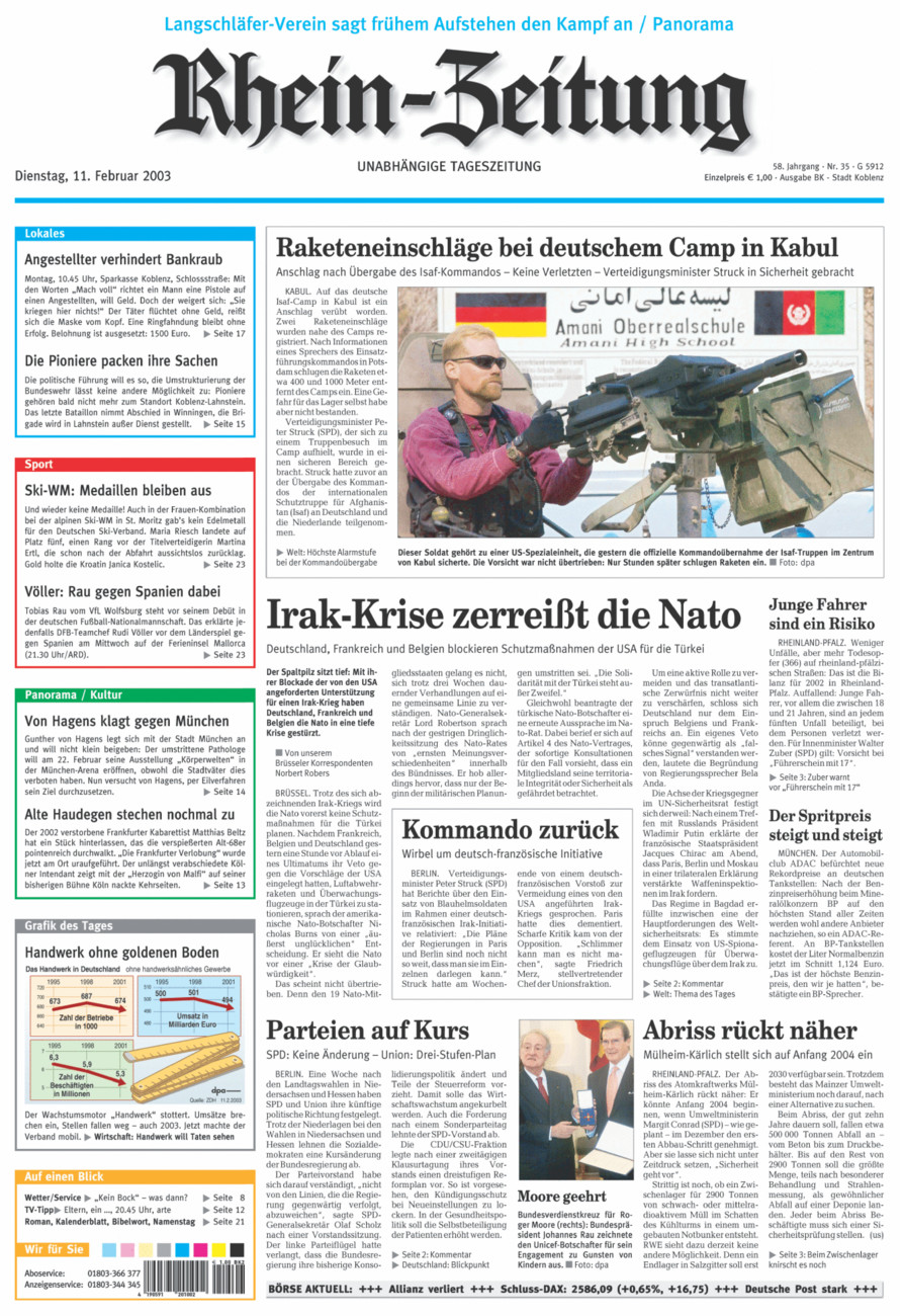 Rhein-Zeitung Koblenz & Region vom Dienstag, 11.02.2003