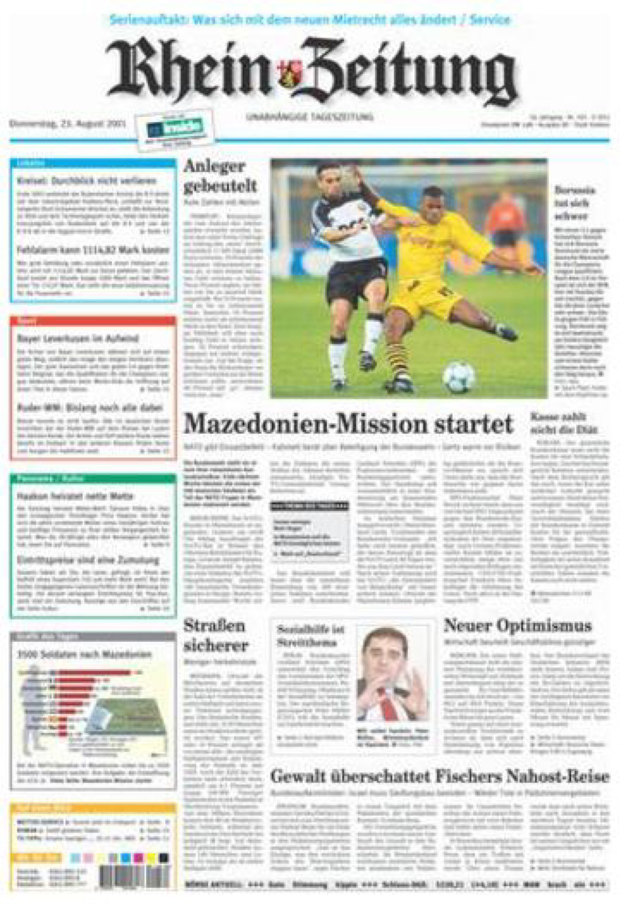 Rhein-Zeitung Koblenz & Region vom Donnerstag, 23.08.2001