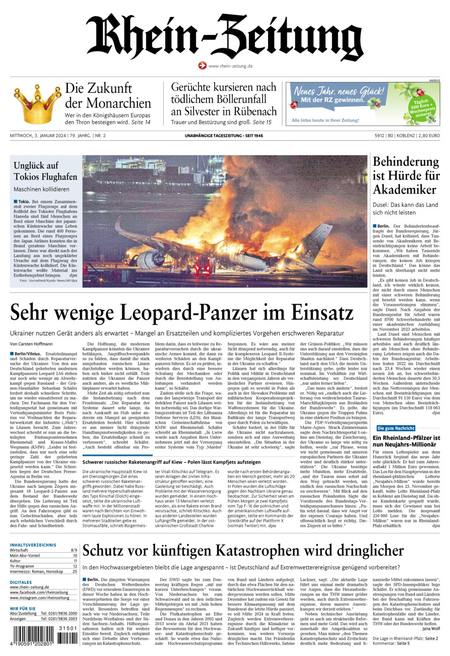 Rhein-Zeitung Koblenz & Region vom Mittwoch, 03.01.2024
