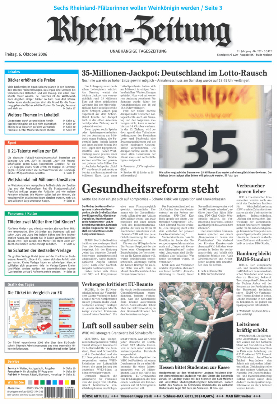 Rhein-Zeitung Koblenz & Region vom Freitag, 06.10.2006