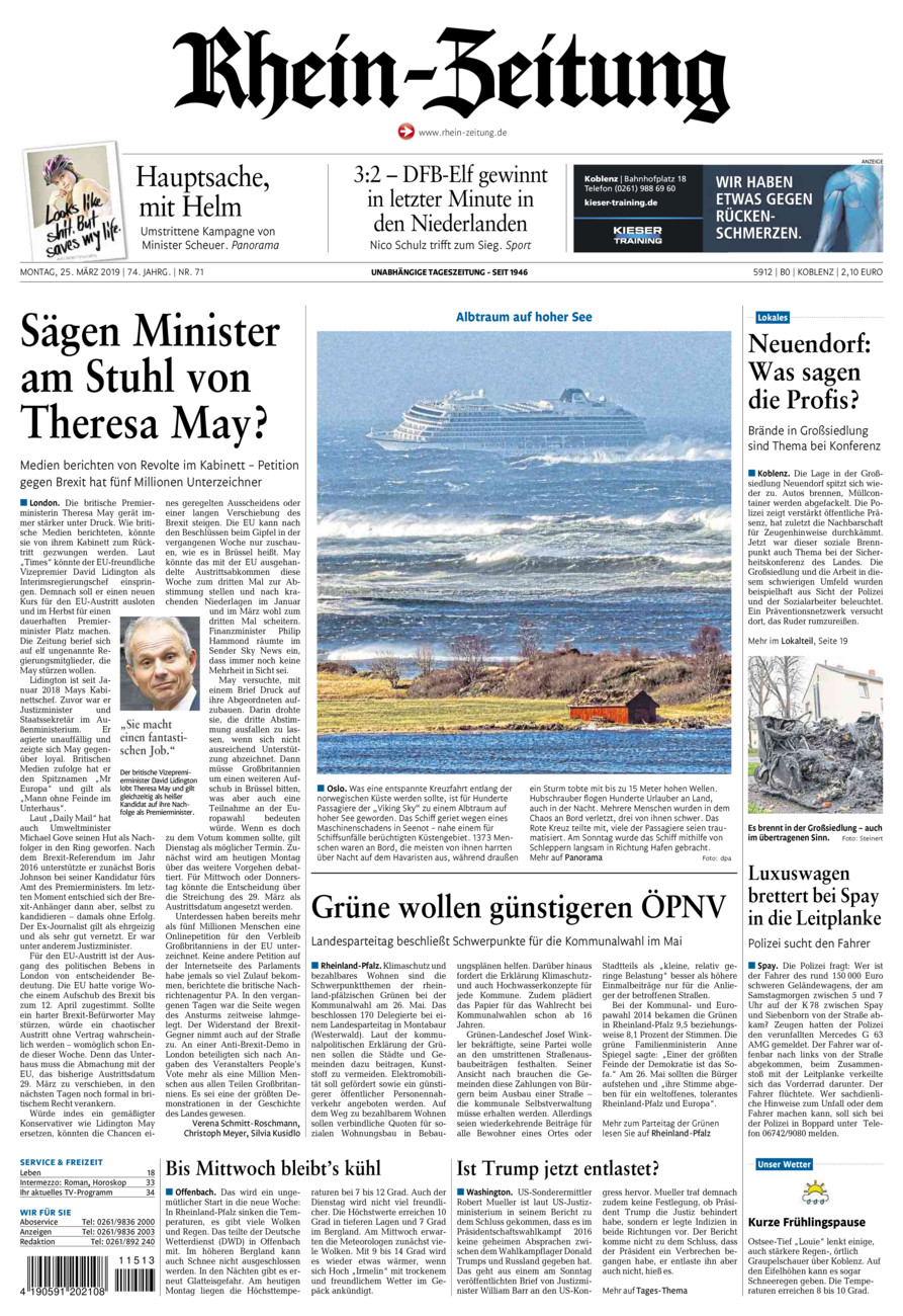 Rhein-Zeitung Koblenz & Region vom Montag, 25.03.2019