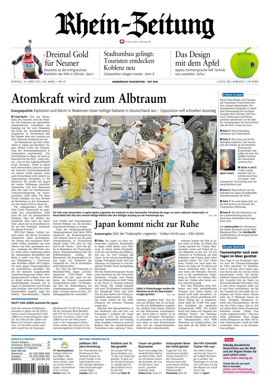 Rhein-Zeitung Koblenz & Region vom Montag, 14.03.2011