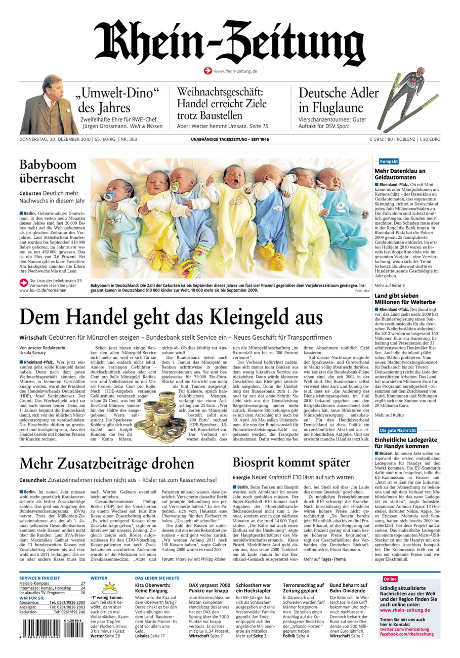 Rhein-Zeitung Koblenz & Region vom Donnerstag, 30.12.2010