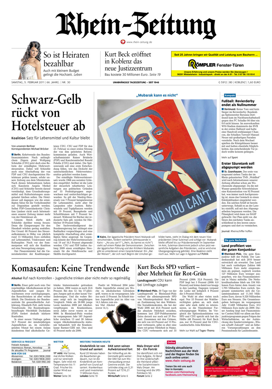 Rhein-Zeitung Koblenz & Region vom Samstag, 05.02.2011