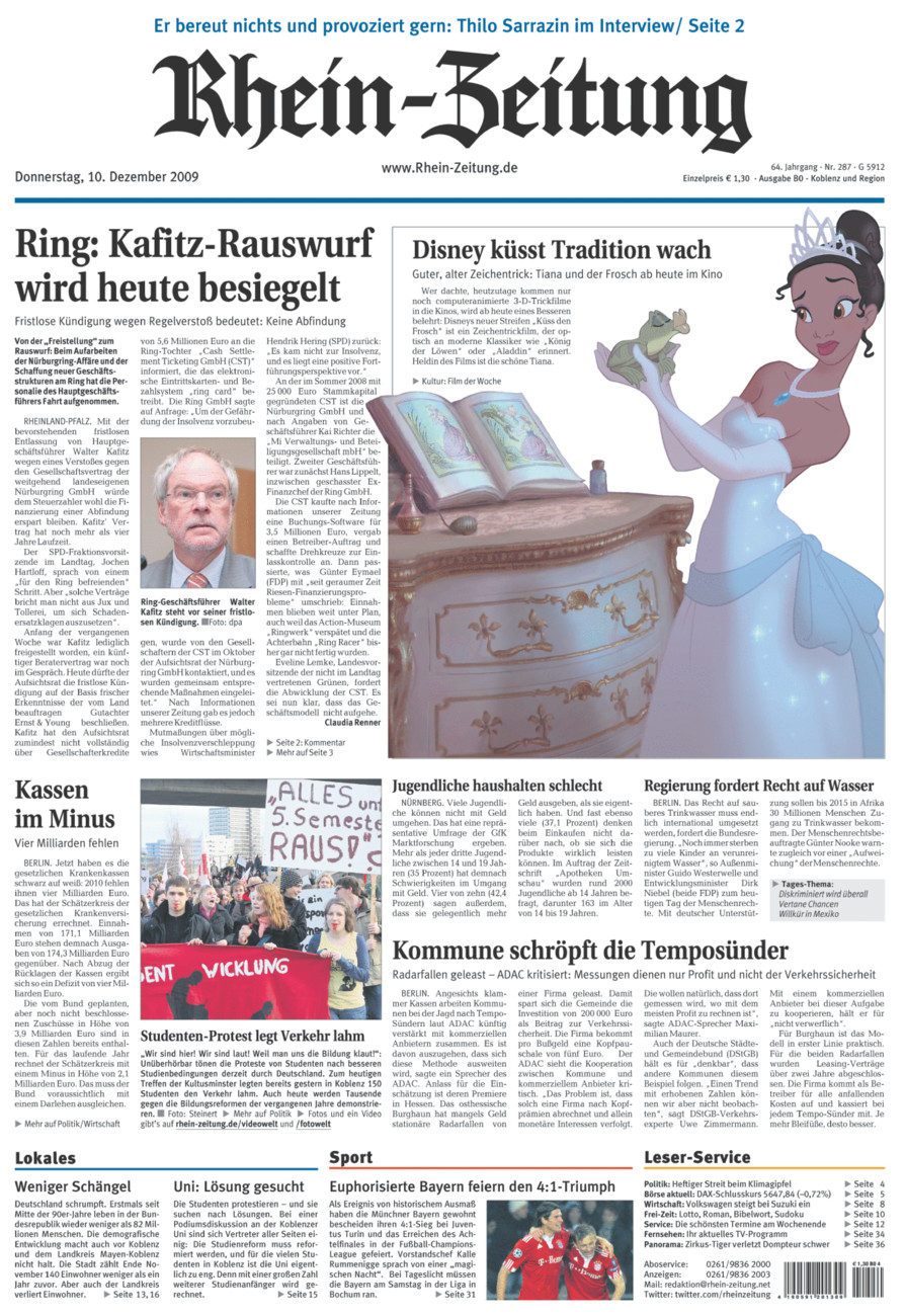 Rhein-Zeitung Koblenz & Region vom Donnerstag, 10.12.2009
