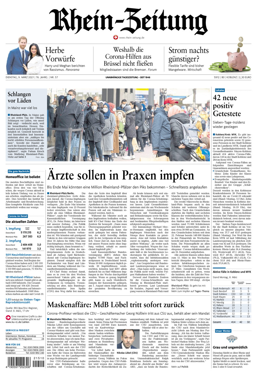 Rhein-Zeitung Koblenz & Region vom Dienstag, 09.03.2021