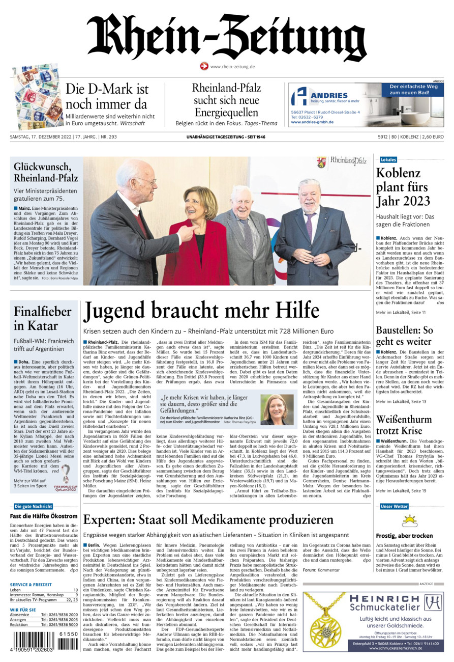 Rhein-Zeitung Koblenz & Region vom Samstag, 17.12.2022