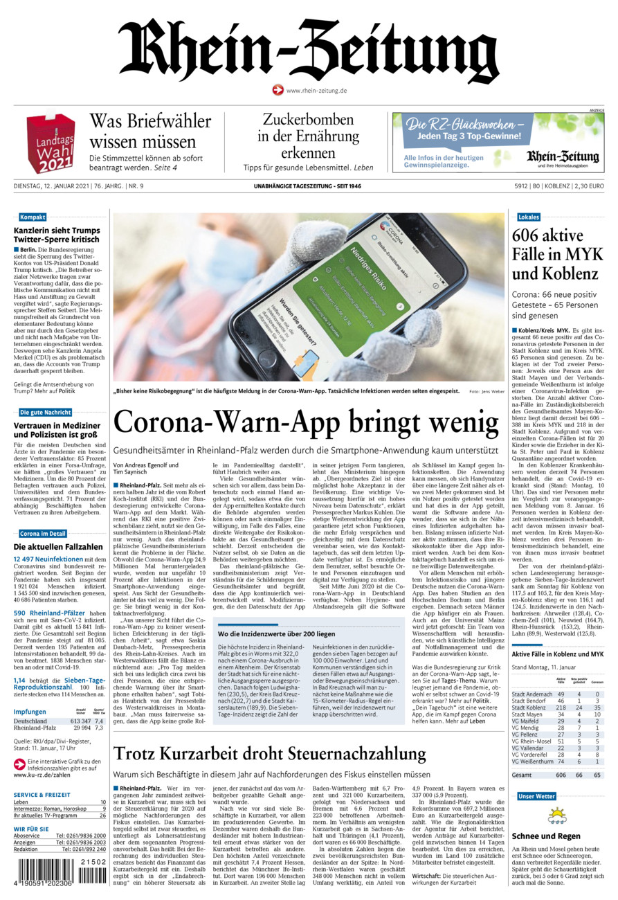 Rhein-Zeitung Koblenz & Region vom Dienstag, 12.01.2021