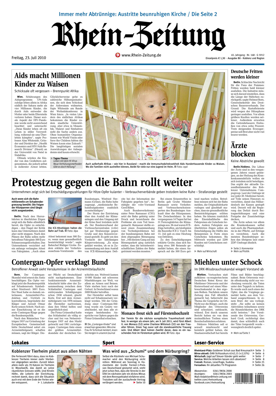 Rhein-Zeitung Koblenz & Region vom Freitag, 23.07.2010