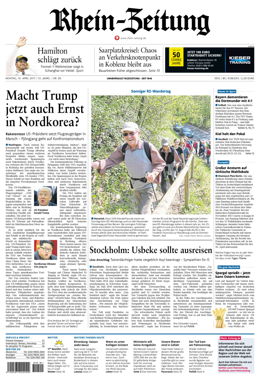 Rhein-Zeitung Koblenz & Region vom Montag, 10.04.2017