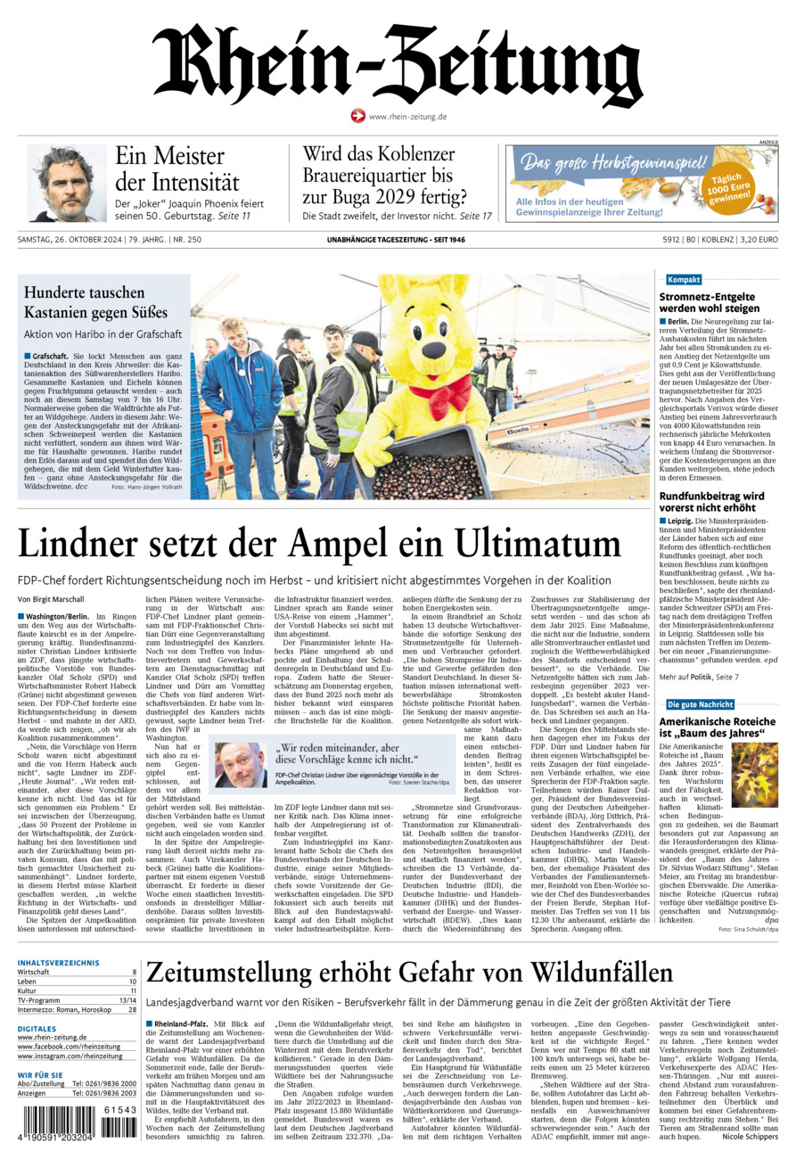 Rhein-Zeitung Koblenz & Region vom Samstag, 26.10.2024