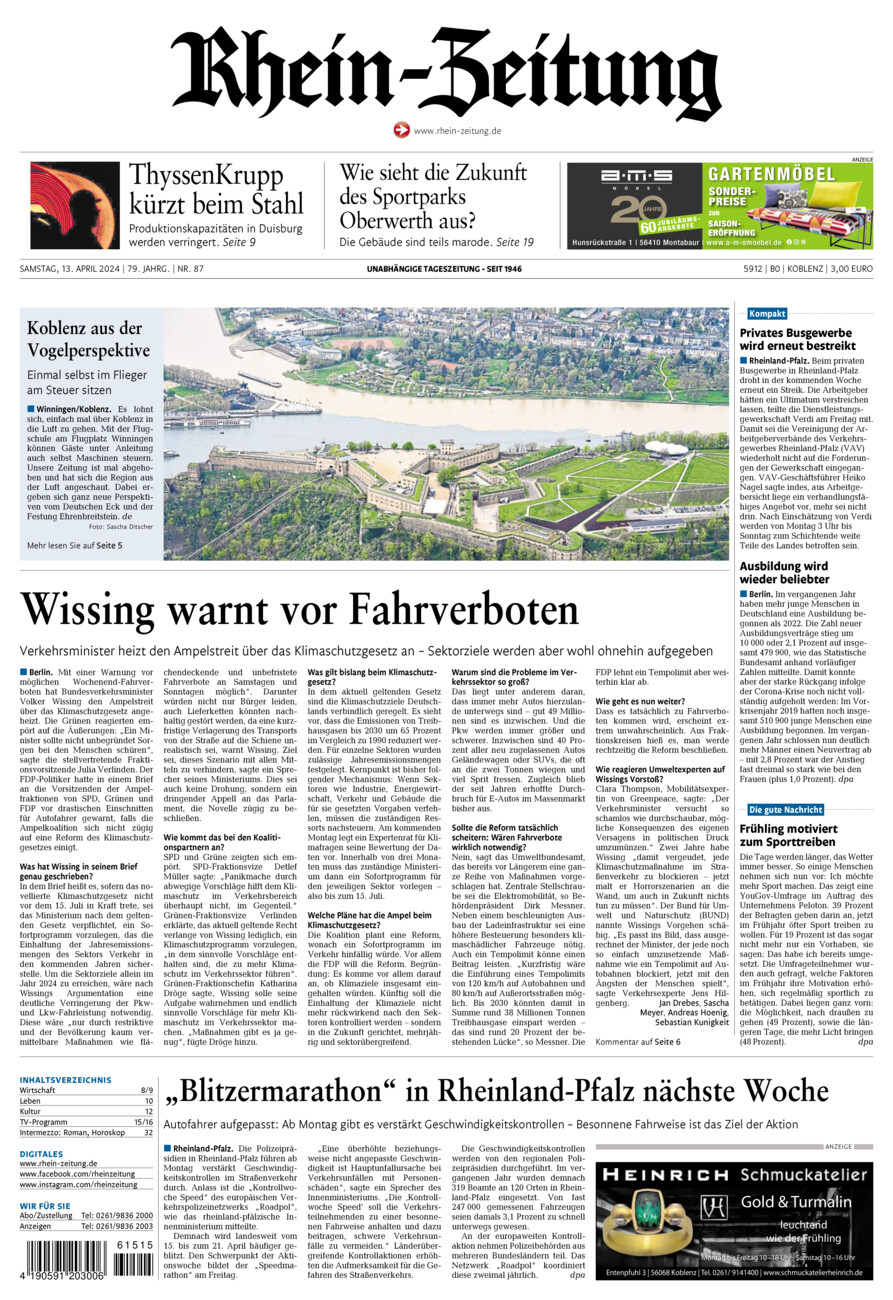Rhein-Zeitung Koblenz & Region vom Samstag, 13.04.2024