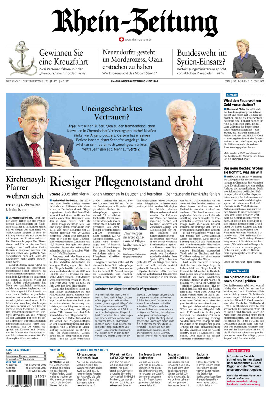 Rhein-Zeitung Koblenz & Region vom Dienstag, 11.09.2018