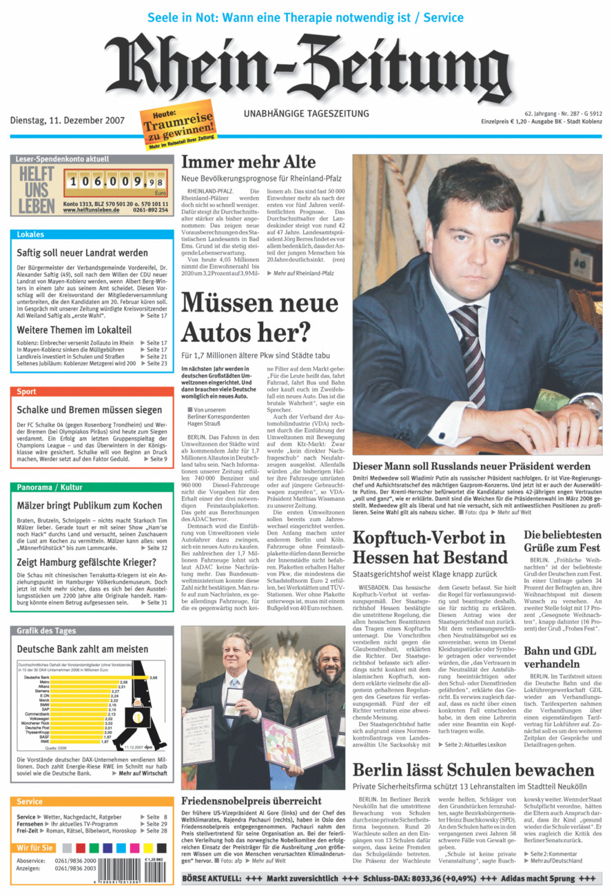 Rhein-Zeitung Koblenz & Region vom Dienstag, 11.12.2007