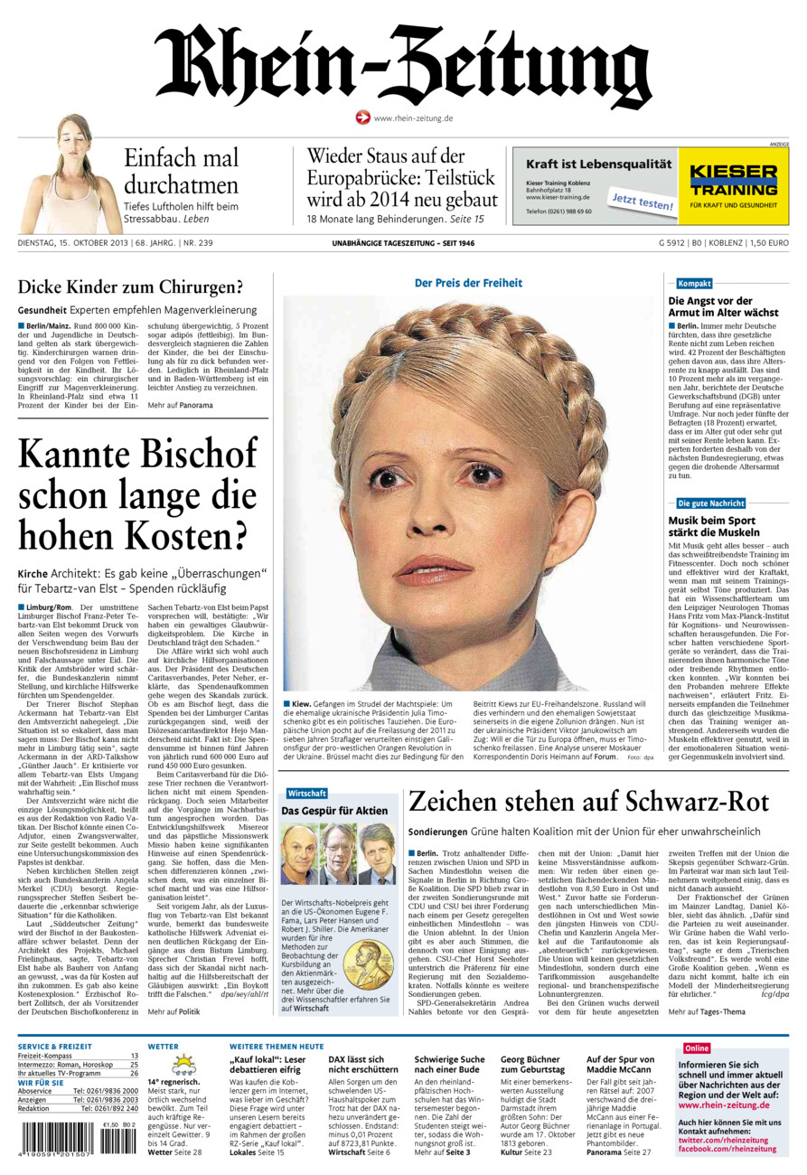 Rhein-Zeitung Koblenz & Region vom Dienstag, 15.10.2013