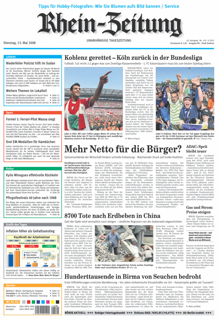 Rhein-Zeitung Koblenz & Region vom Dienstag, 13.05.2008