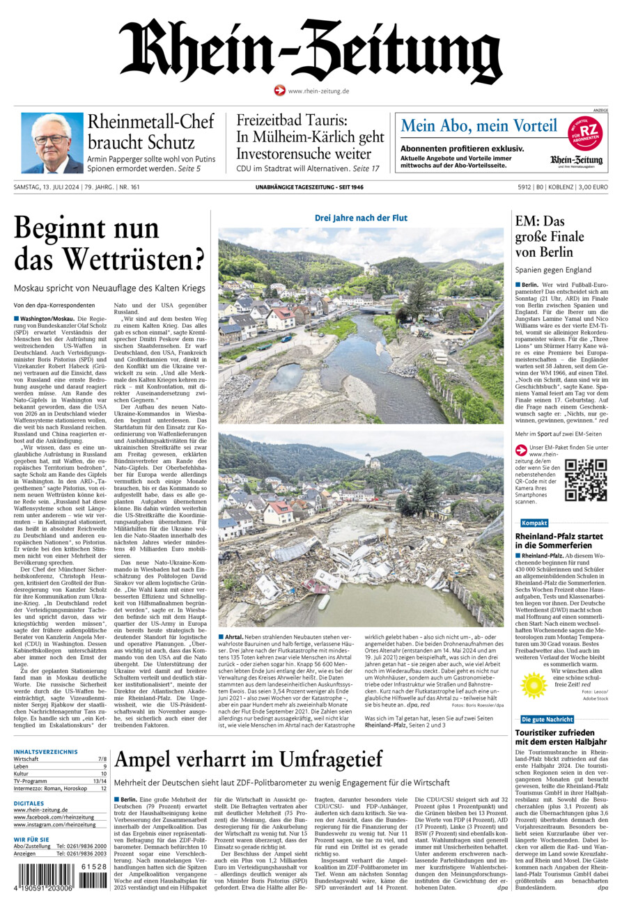 Rhein-Zeitung Koblenz & Region vom Samstag, 13.07.2024