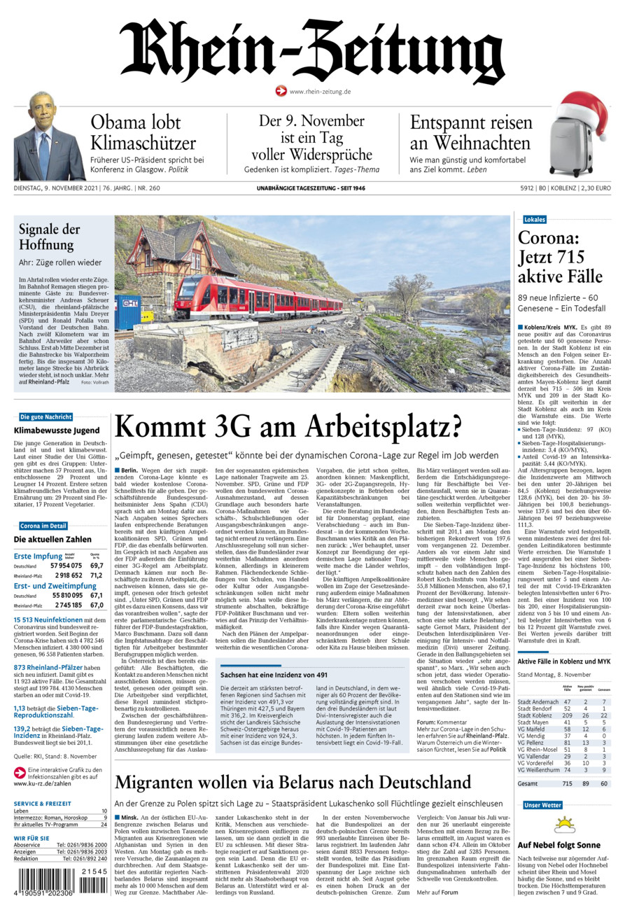 Rhein-Zeitung Koblenz & Region vom Dienstag, 09.11.2021
