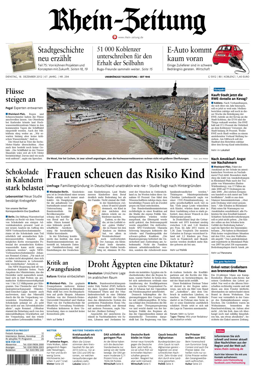 Rhein-Zeitung Koblenz & Region vom Dienstag, 18.12.2012