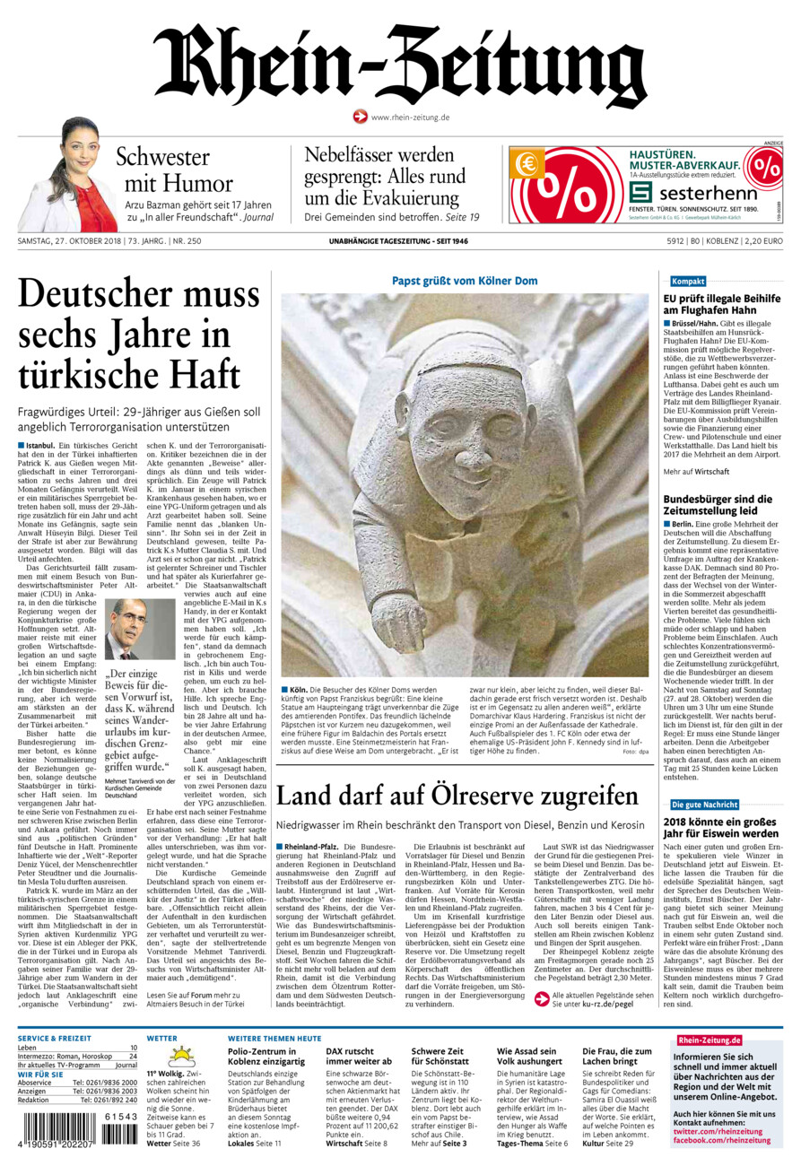 Rhein-Zeitung Koblenz & Region vom Samstag, 27.10.2018