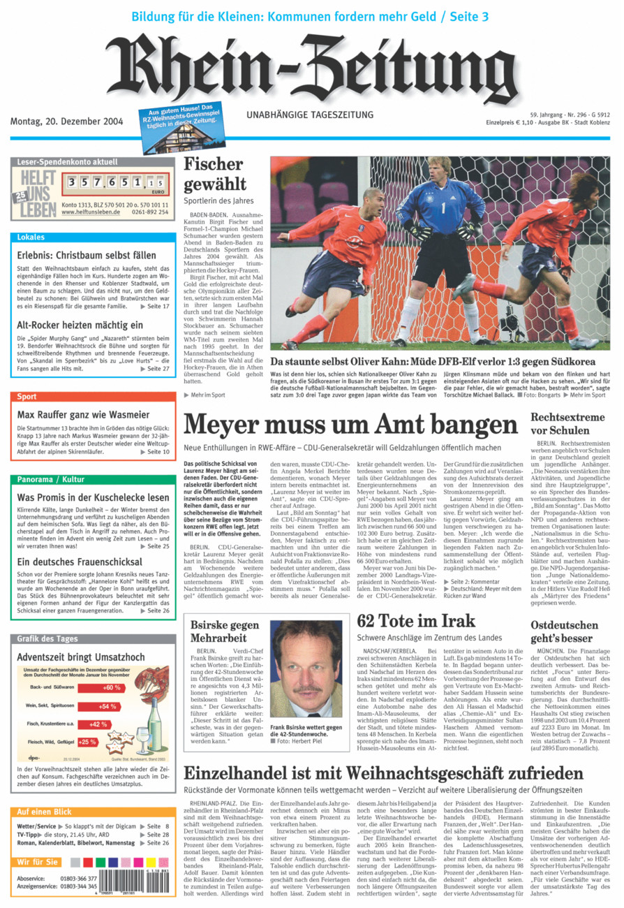Rhein-Zeitung Koblenz & Region vom Montag, 20.12.2004