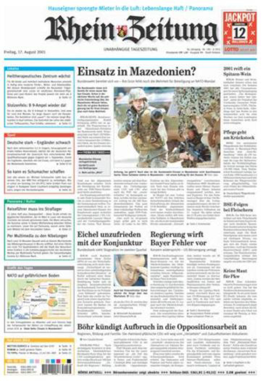 Rhein-Zeitung Koblenz & Region vom Freitag, 17.08.2001