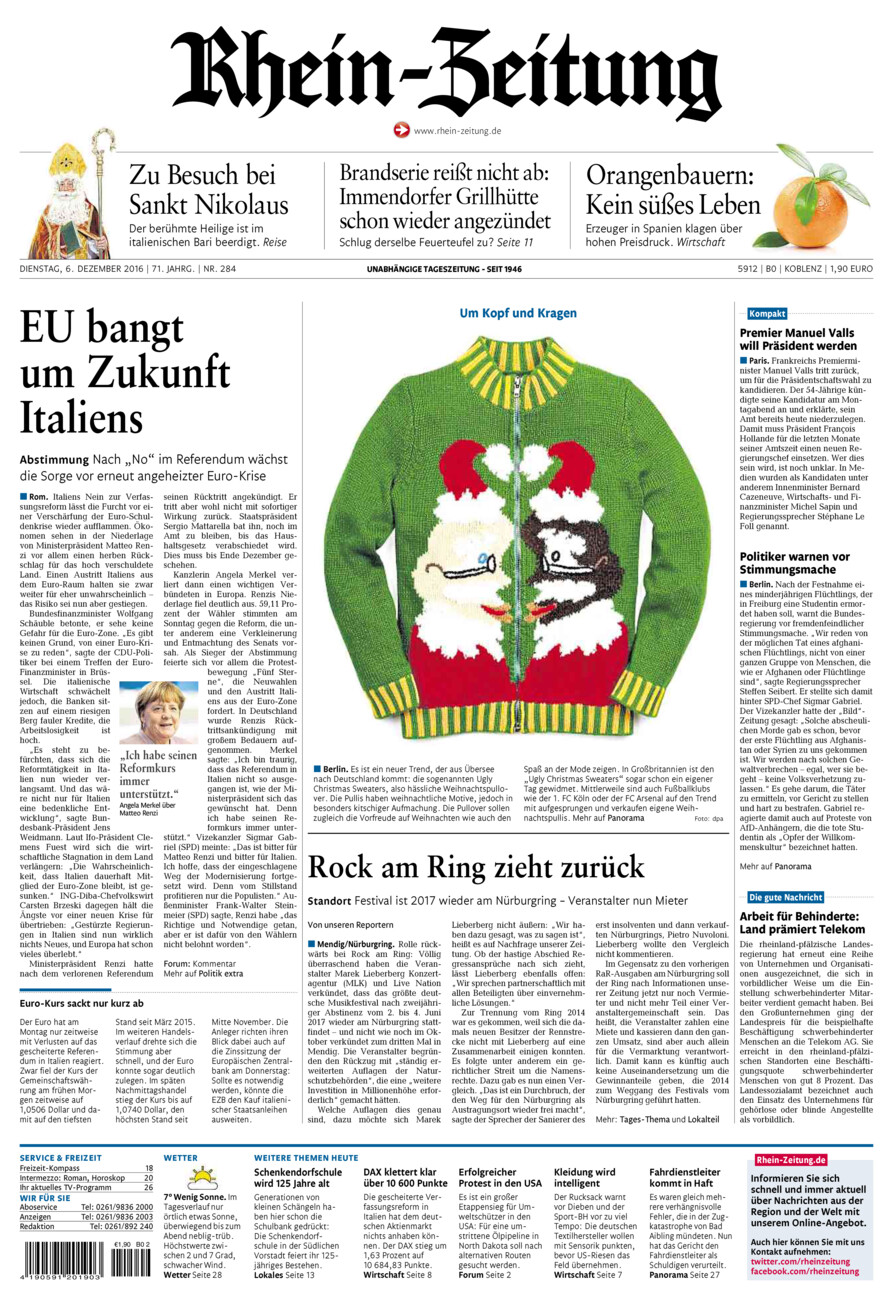 Rhein-Zeitung Koblenz & Region vom Dienstag, 06.12.2016