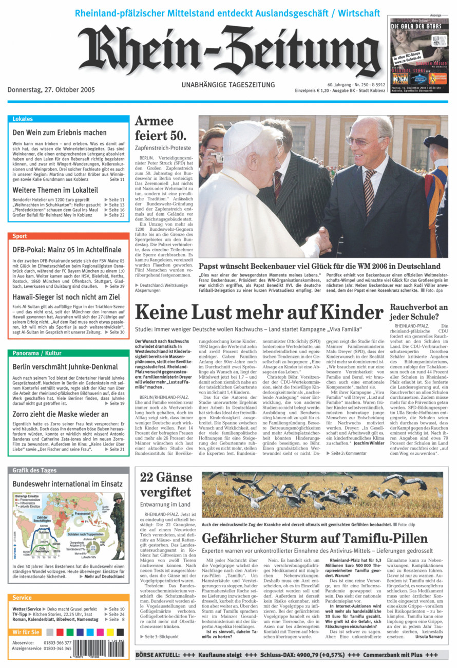 Rhein-Zeitung Koblenz & Region vom Donnerstag, 27.10.2005