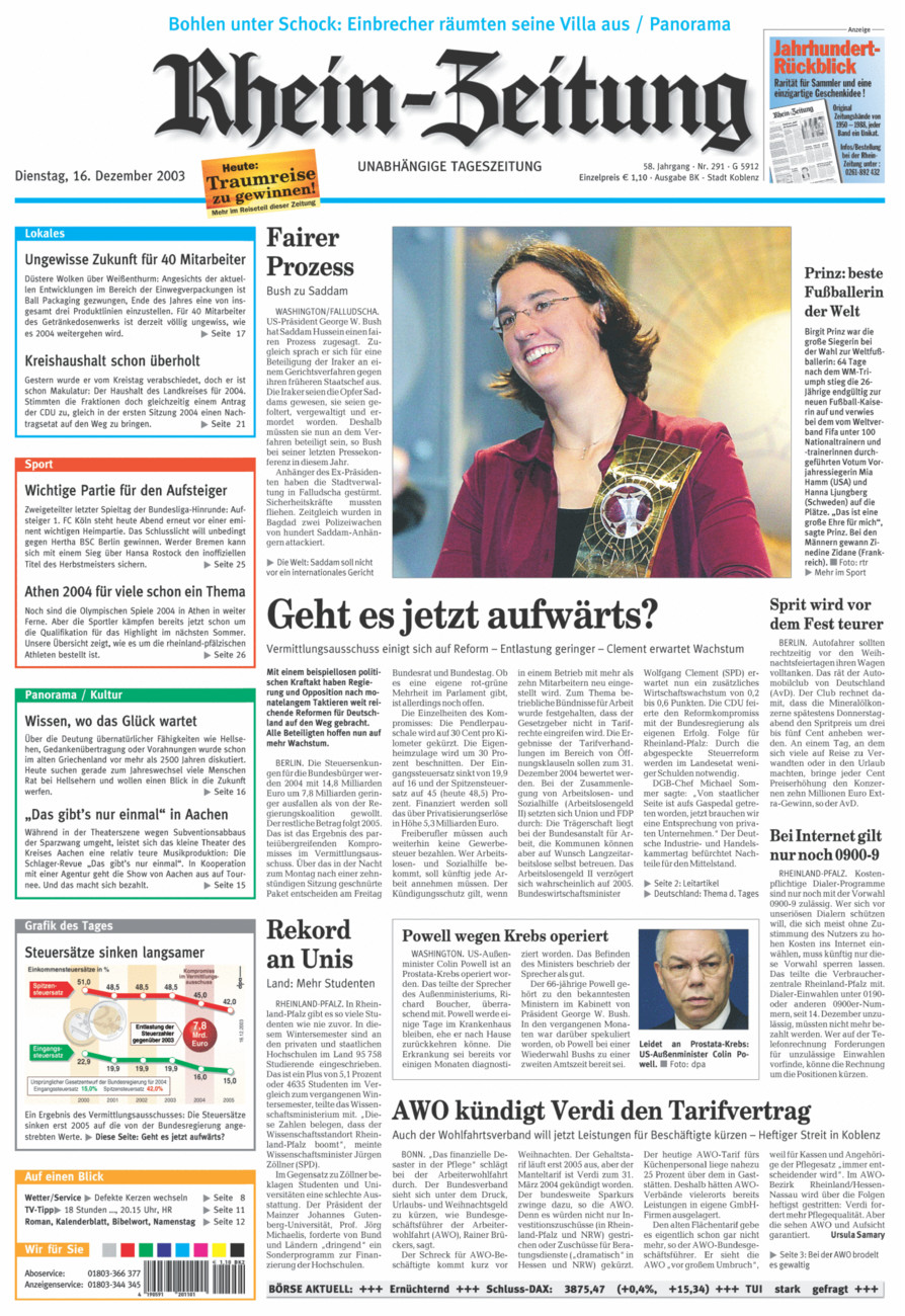 Rhein-Zeitung Koblenz & Region vom Dienstag, 16.12.2003