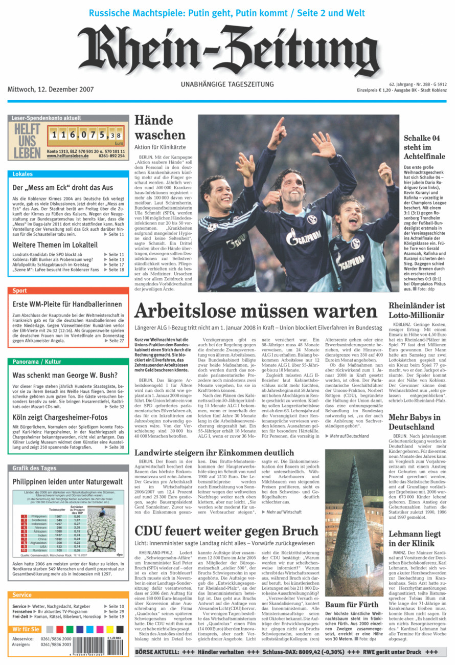 Rhein-Zeitung Koblenz & Region vom Mittwoch, 12.12.2007