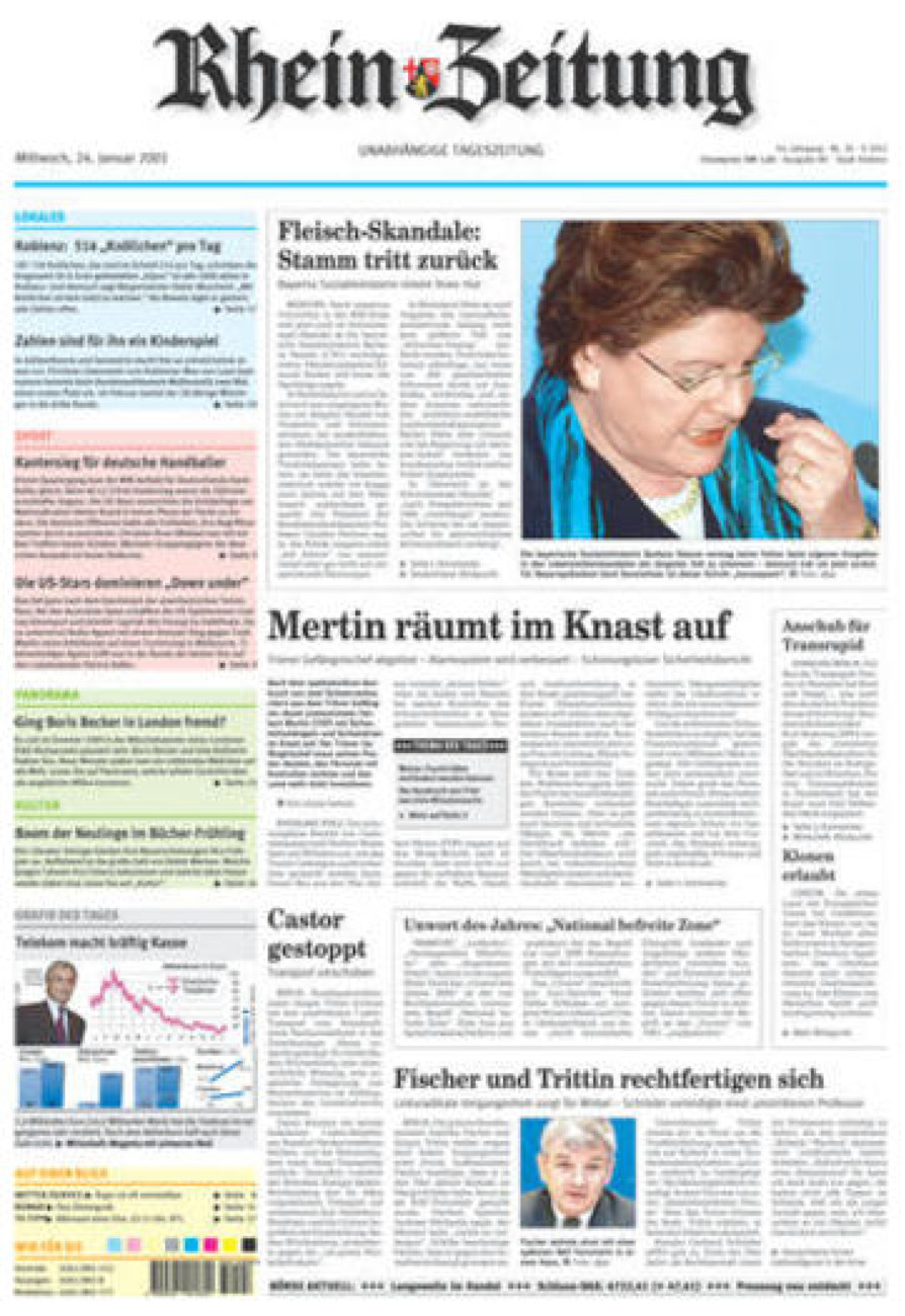 Rhein-Zeitung Koblenz & Region vom Mittwoch, 24.01.2001