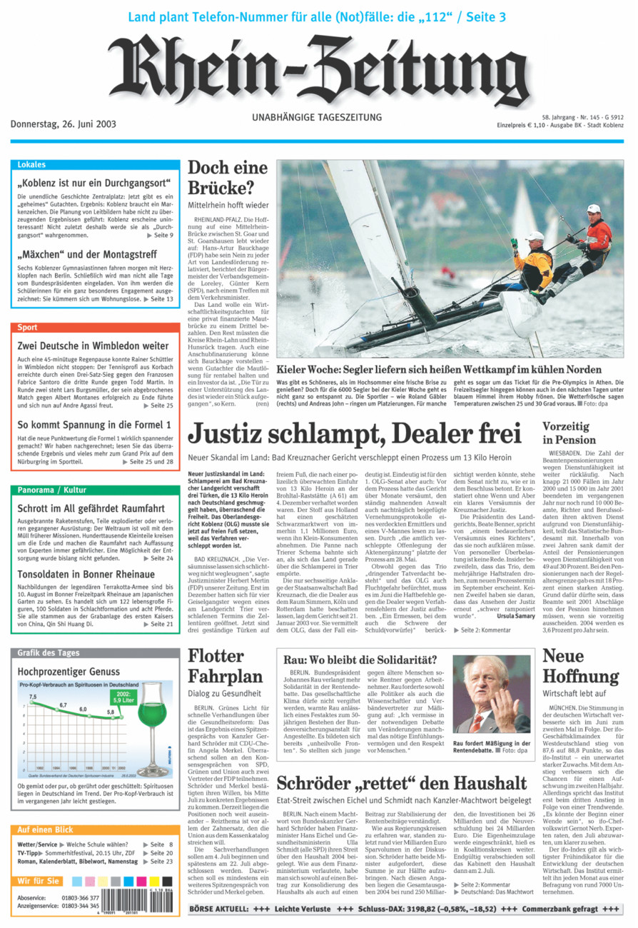 Rhein-Zeitung Koblenz & Region vom Donnerstag, 26.06.2003